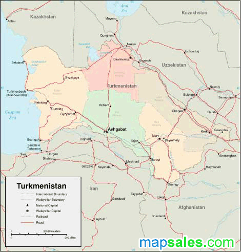 Turkmenistan Wall Map