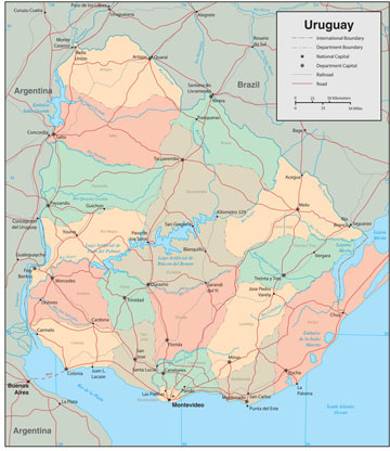 Uruguay Wall Map