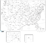 United States Political Wall Map (Grayscale)