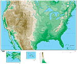 USA Physical Wall Map w/ Oceans