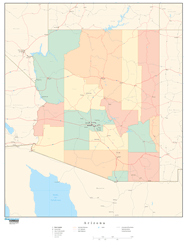 Arizona with Counties Wall Map