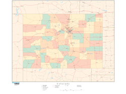 Colorado with Counties Wall Map