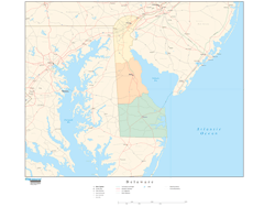 Delaware with Counties Wall Map