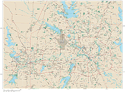 Dallas / Fort Worth Metro Area Wall Map