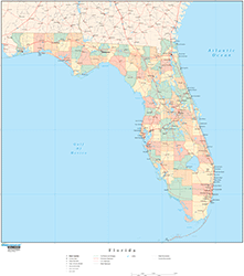 Florida with Counties Wall Map