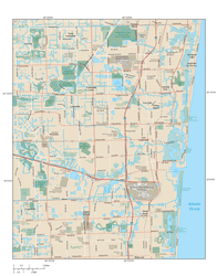 Fort Lauderdale Metro Area Wall Map
