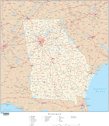 Georgia with Roads Wall Map