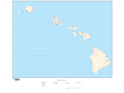 Hawaii with Roads Wall Map