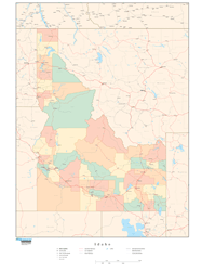 Idaho with Counties Wall Map