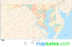 Maryland with Counties Wall Map