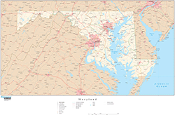 Maryland with Roads Wall Map