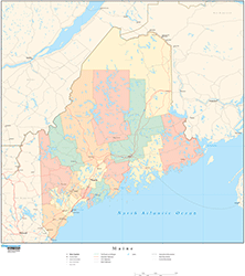 Maine with Counties Wall Map