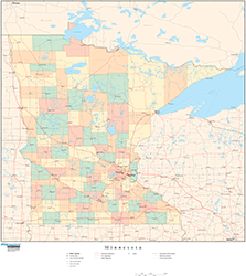 Minnesota with Counties Wall Map