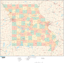 Missouri with Counties Wall Map