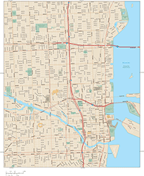 Miami Downtown Wall Map