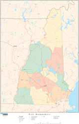 New Hampshire with Counties Wall Map