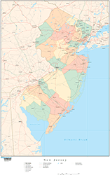 New Jersey with Counties Wall Map