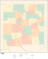 New Mexico with Counties Wall Map
