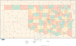 Oklahoma with Counties Wall Map