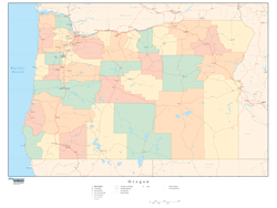 Oregon with Counties Wall Map