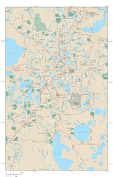 Orlando Metro Area Wall Map