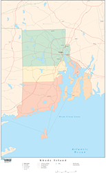 Rhode Island with Counties Wall Map