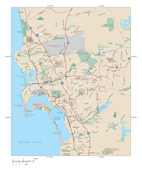 San Diego Metro Area Wall Map