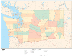 Washington with Counties Wall Map