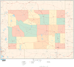 Wyoming with Counties Wall Map