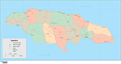 Jamaica Wall Map