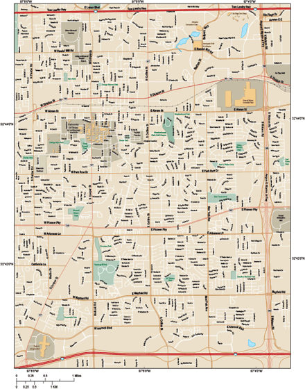 Arlington Texas Central Wall Map