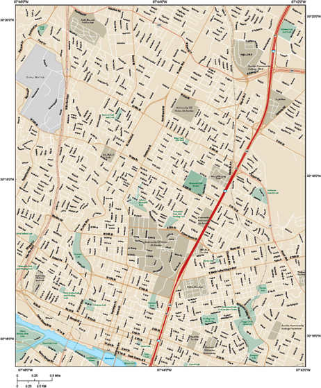 Austin Central Wall Map