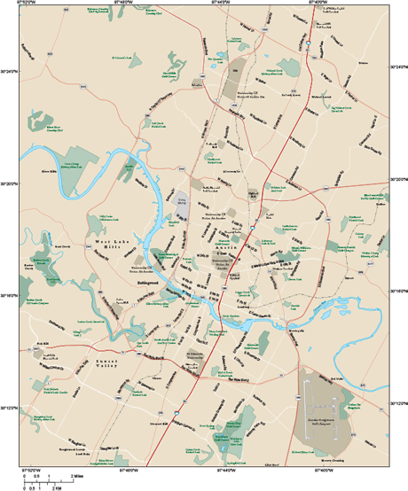 Austin Metro Area Wall Map