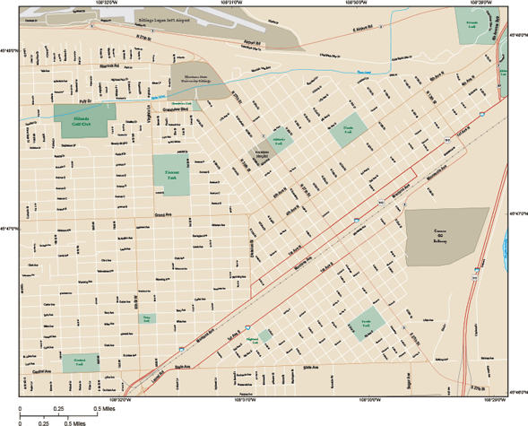 Billings Downtown Wall Map