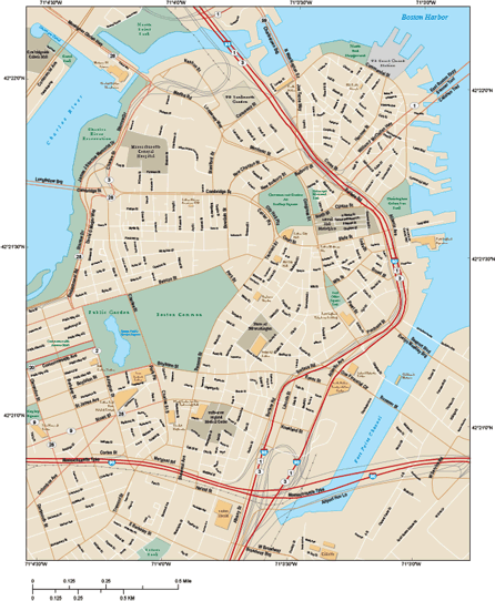 Boston Downtown Wall Map