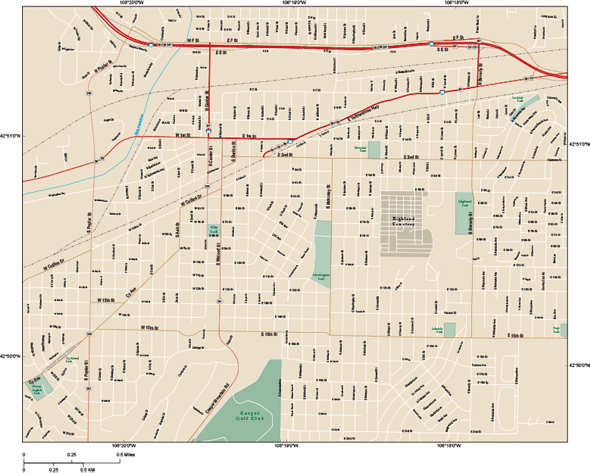Casper Downtown Wall Map