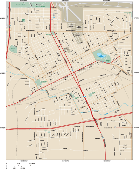 Cheyenne Downtown Wall Map