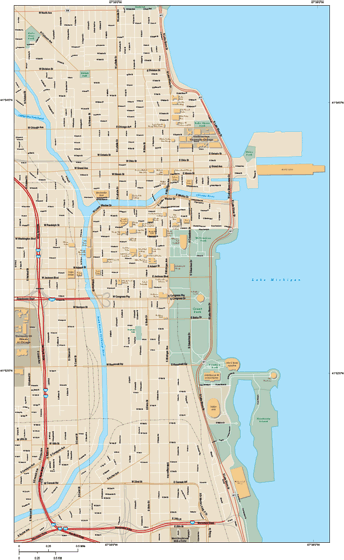 Map Of Downtown Chicago Chicago Downtown Wall Map By Map Resources - Mapsales