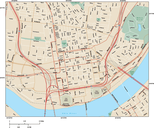 Cincinnati Downtown Wall Map