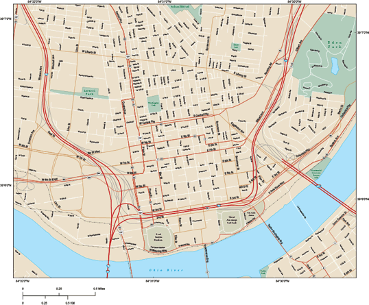 Cincinnati Downtown Wall Map Laminated Wall Maps Of The World | Images ...