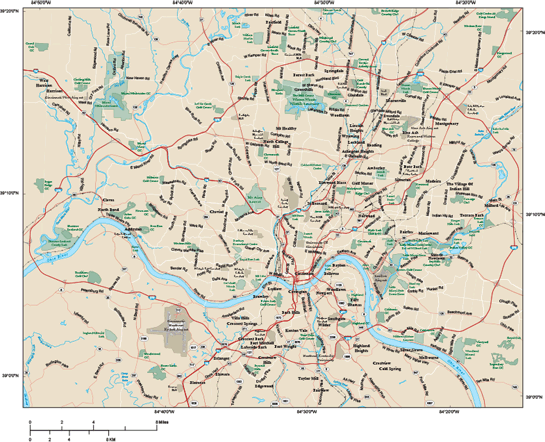 Cincinnati Metro Area Wall Map