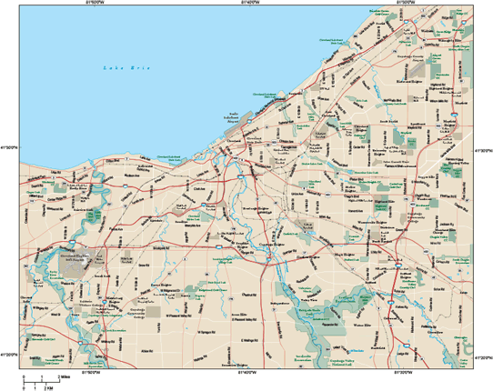 Cleveland Metro Area Wall Map