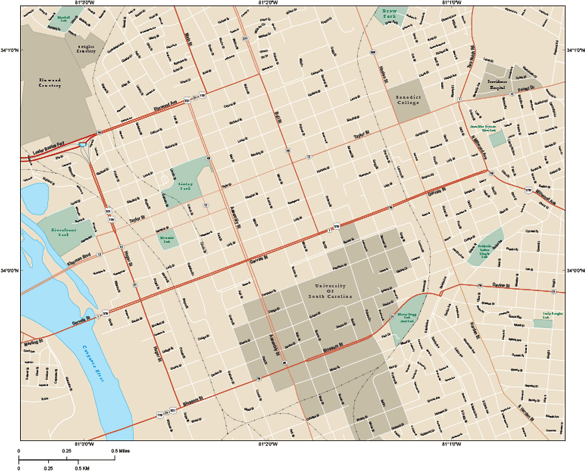 Columbia Downtown Wall Map