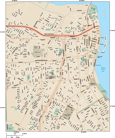 Corpus Christi Downtown Wall Map