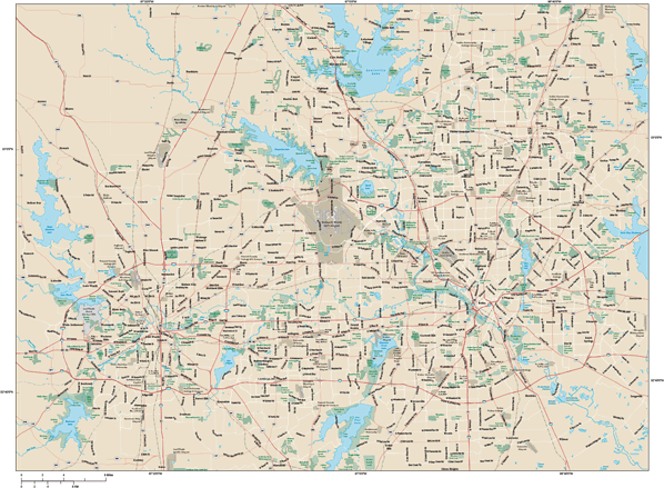Dallas/Fort Worth Metro Area Wall Map