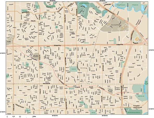 Irving Central Wall Map