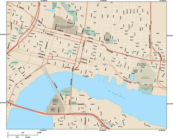 Jacksonville Downtown Wall Map by Map Resources - MapSales
