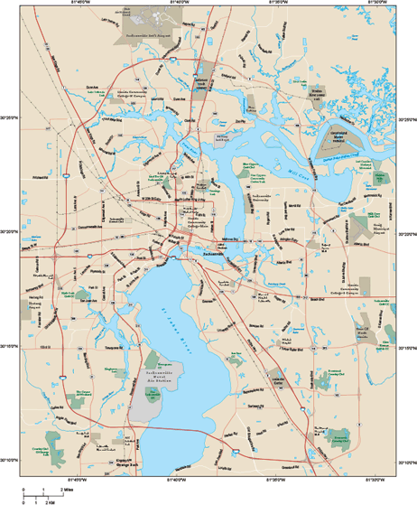 Jacksonville Metro Area Wall Map