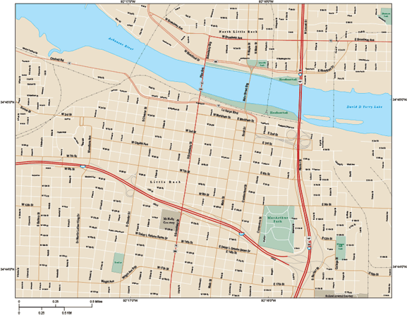 Little Rock Downtown Wall Map