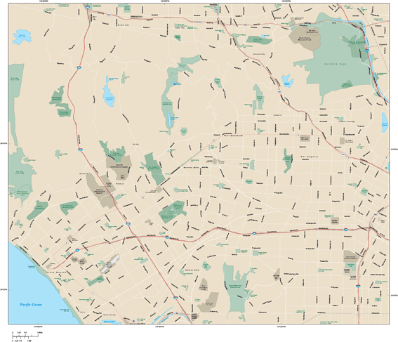 Los Angeles Metro Area North Wall Map